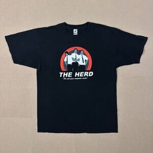 The Herd Graphic T-Shirt Mens L Black IT Crowd Parody Tee Fury Short Sleeve